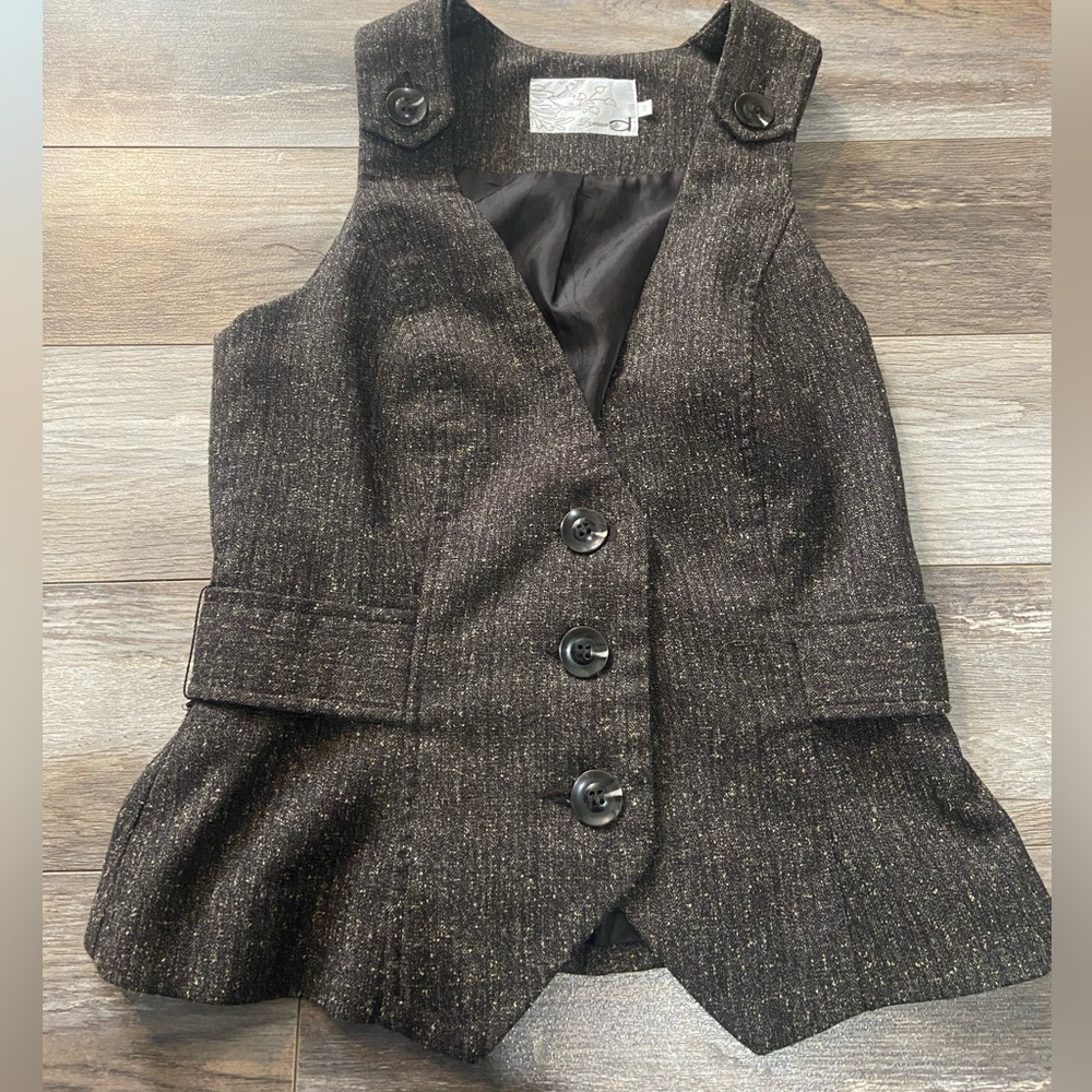Dynamite Dark Brown Tweed Vest